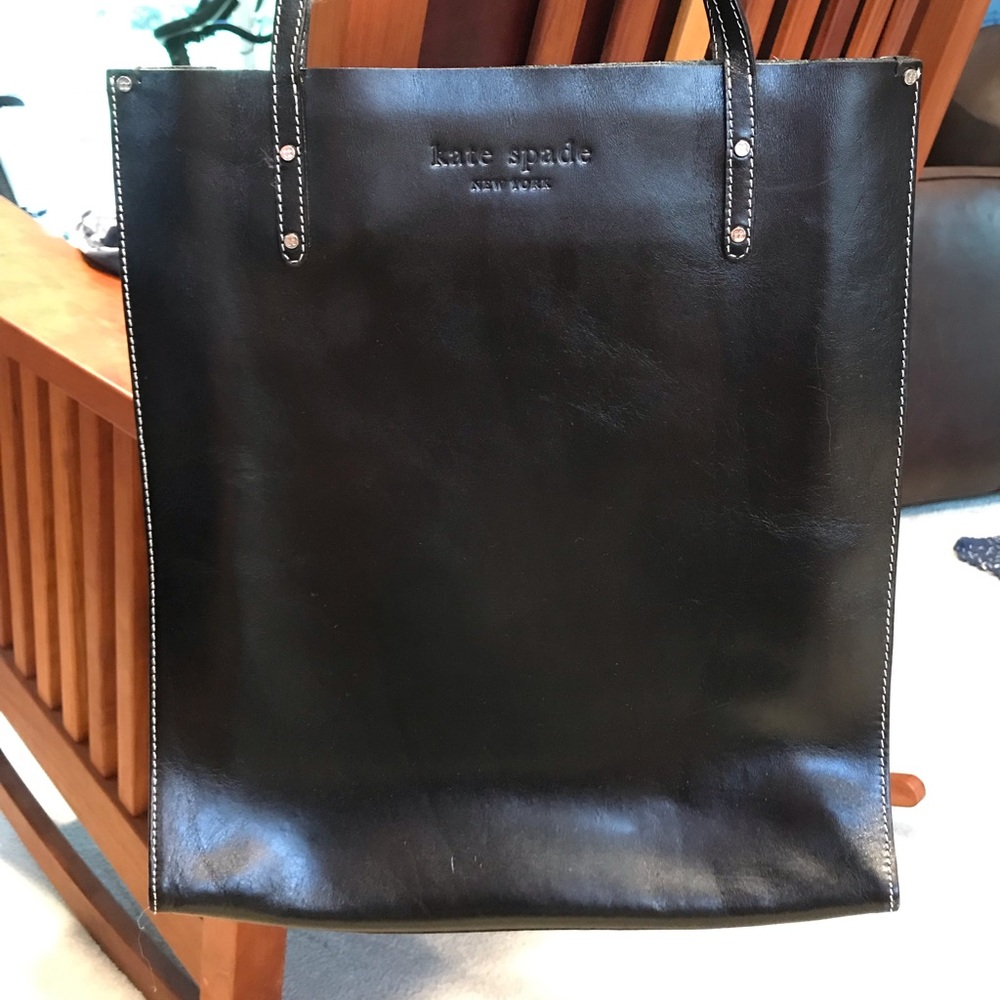 Kate Spade Black Leather Magazine Tote